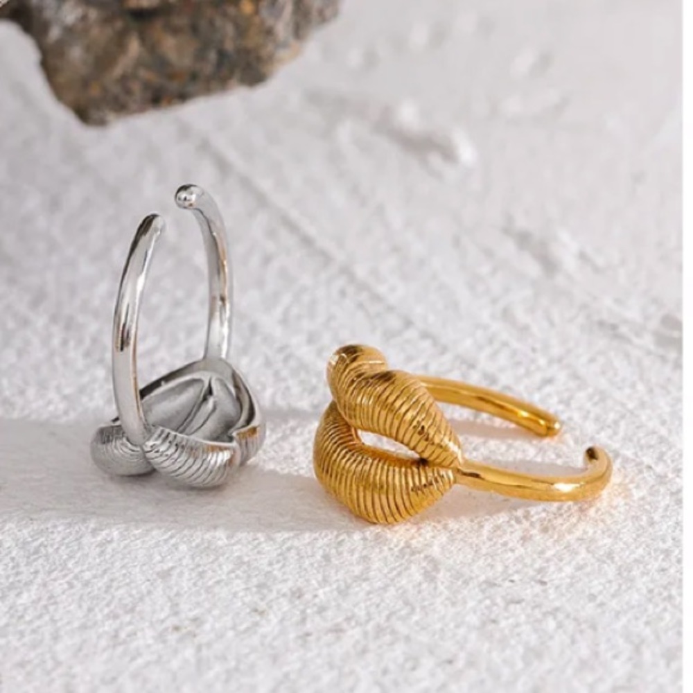 Stainless Steel Lip Resizable Ring Gold Plated Hip Hop Trendy - Picture 14 of 16